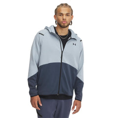 Under Armour Unstoppable Fleece Full Zip Harbor Blue front view for versatile layering and warmth.