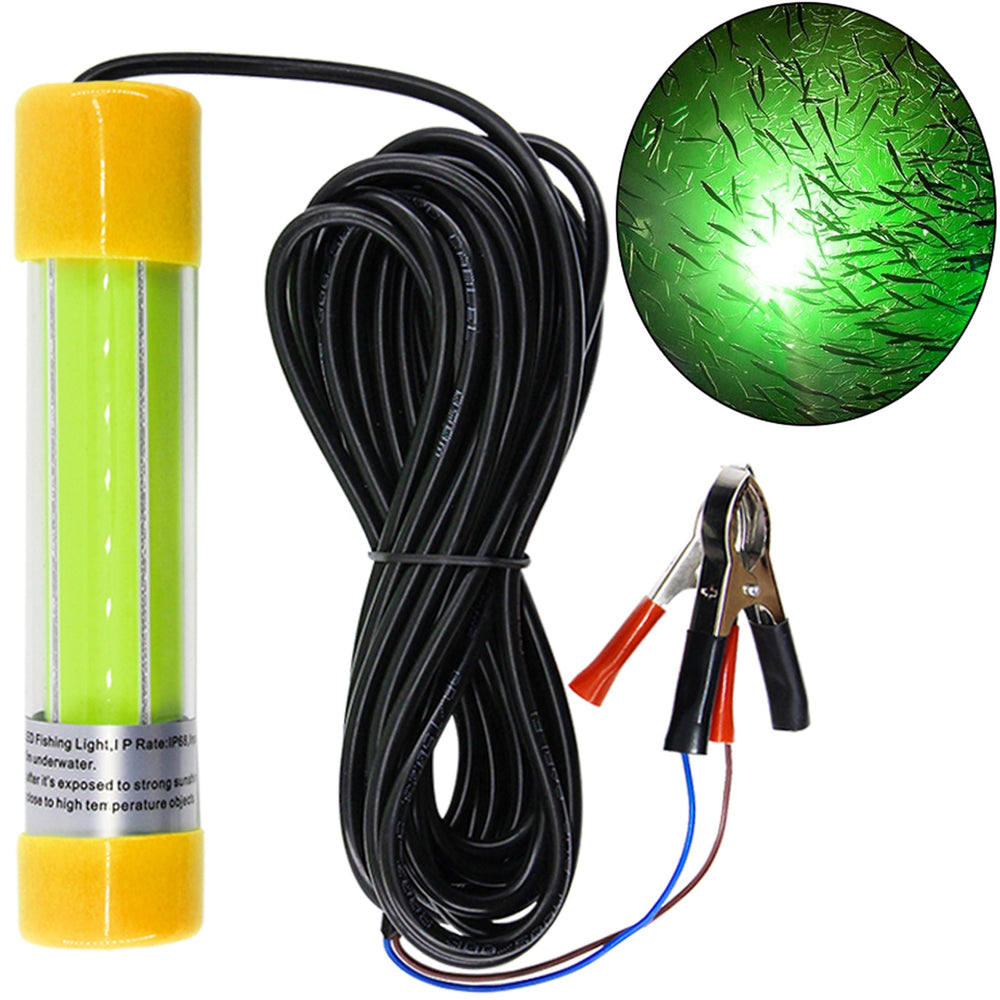 Green underwater fishing light emitting 360-degree illumination