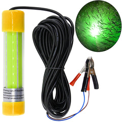 Green underwater fishing light emitting 360-degree illumination