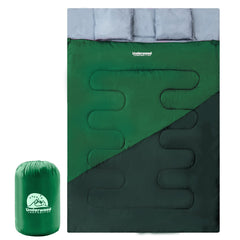 Underwood Aggregator double sleeping bag queen-size for two people in outdoor setup