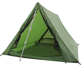 Underwood Aggregator Trekker tent setup with trekking poles demonstrates fast assembly.