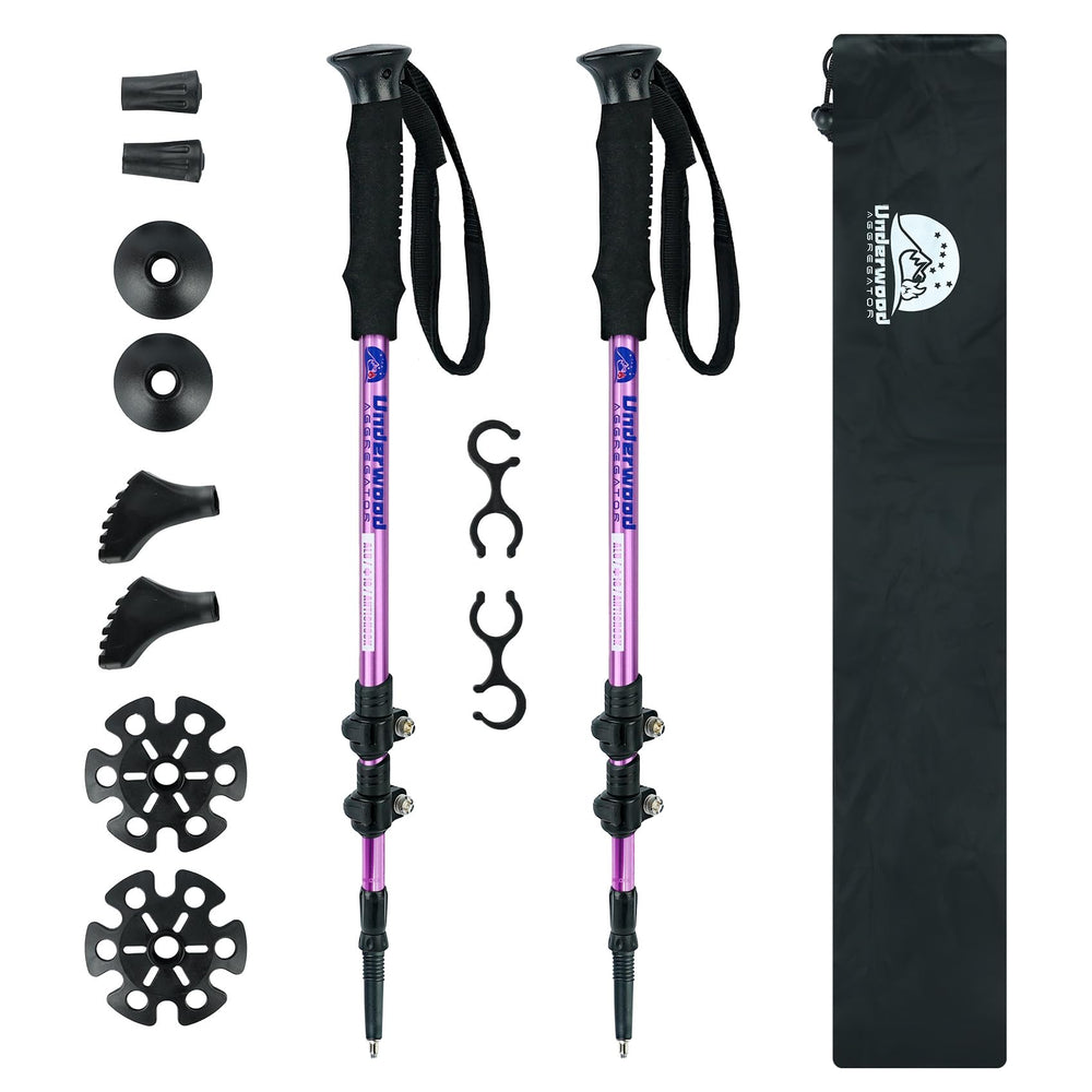 Underwood Aggregator trekking poles folded for compact storage and easy packing