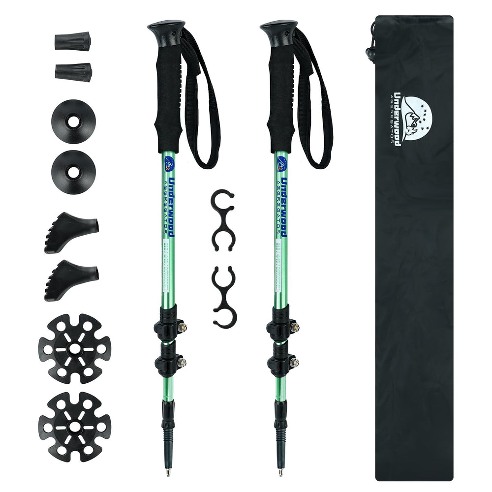 Underwood Aggregator trekking poles folded for compact carry and travel.