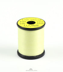 Uni-Lite waxed thread 3/0 Light Cahill lies flat for clean wraps.