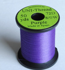 UNI Waxed Thread Purple 8/0 on 200 yd spool for strong, flat-wrapping fly tying