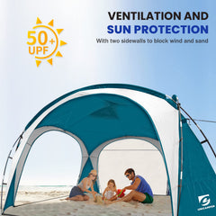 unicamper beach tent 12x12ft attached side-wall for privacy and shade