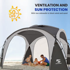 UNICAMPER beach tent breathable design with ventilation keeps air flowing on hot days