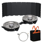 UNICCA propane 2-burner stove open-lit for quick campsite meals with dual burners