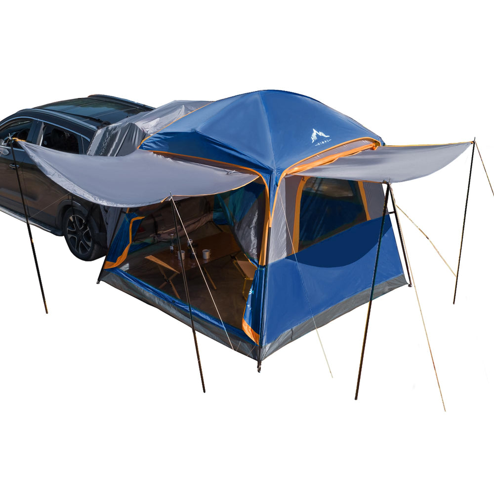 UNIHIMAL SUV tent fully setup with open door for easy group camping access.