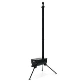 UNISTRENGH folding camp stove in black, front view, compact for outdoor cooking.