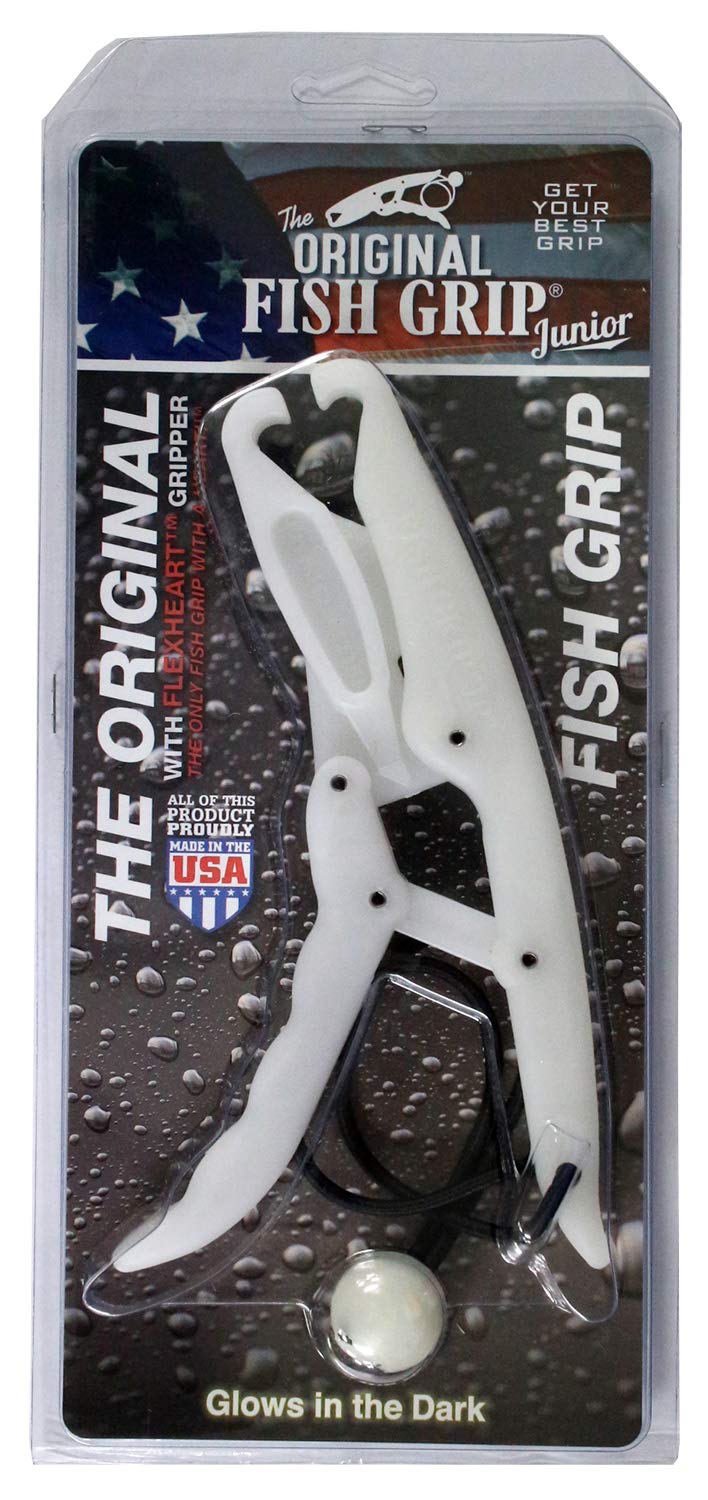 The Fish Grip United Plastic 7-inch Junior Glow grips a fish securely for safe handling.