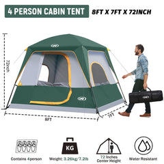 UNP 4-person tent floor space highlights generous room for gear and movement.