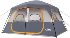 UNP camping tent interior spacious for eight with gear, highlighting roomy sleeping area.