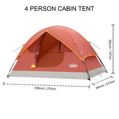 UNP camping tent center height 60 inches demonstrates headroom for comfortable living and easy movement