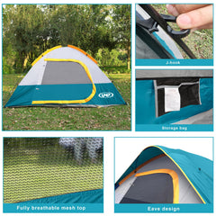 UNP camping tent rainfly removal demonstrates adaptable weather protection for sunny day setups.