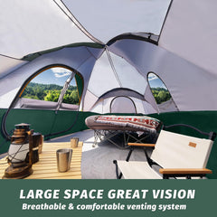 UNP camping tent two-room-privacy-divider shows flexible living with privacy.