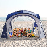 UNP Easy Beach Tent 12x12 pop-up setup for spacious shade during outdoor gatherings
