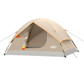UNP Khaki 2-Person Dome Tent setup demonstrates quick, easy assembly for camping.