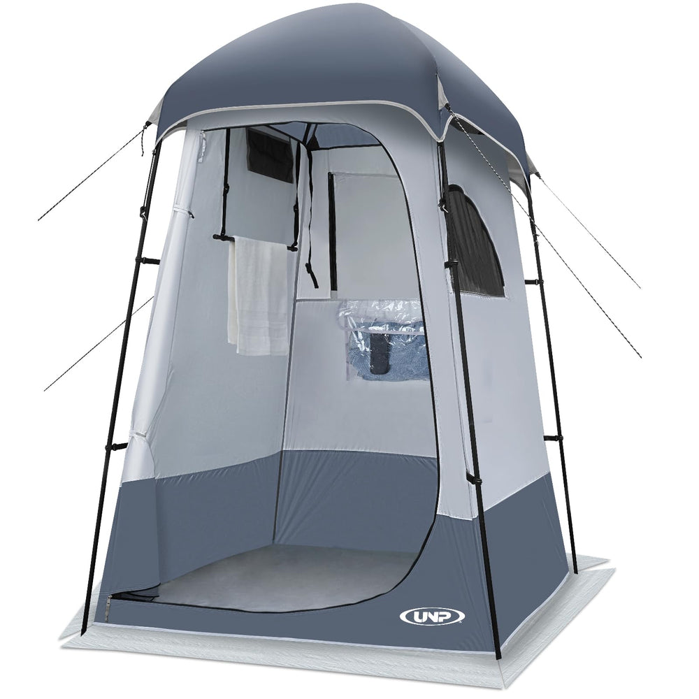 Unp shower tent with dressing room for private changing area during camping.