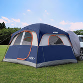 UNP SUV Tent floor plan illustrates 10x9 footprint, enabling comfortable six-person camping.