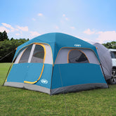 UNP SUV tent setup close-up shows quick assembly for campsite convenience.