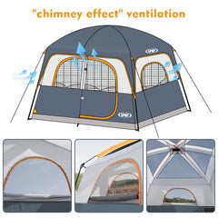UNP tents 6-person mesh door ventilation illustrates breathable airflow and views
