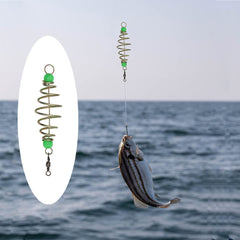 Close-up of stainless steel fishing feeder bait cage olive shape