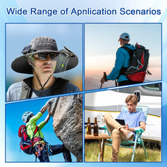 Close-up of built-in solar panel on the hat