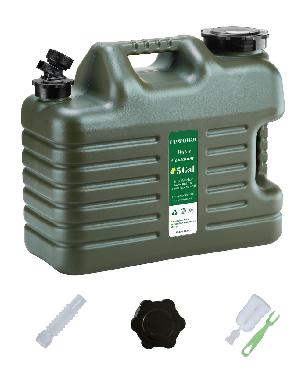 UPWOIGH thickened water jug side view with easy-carry design for camping hydration.