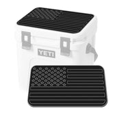 USATuff SeaDek mat applied to Roadie 15qt shows peel-and-stick installation for outdoor comfort.