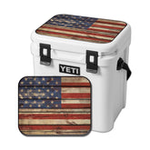 USATuff YETI Roadie 24qt wrapped cooler for rugged outdoor use with Old Glory flag design.