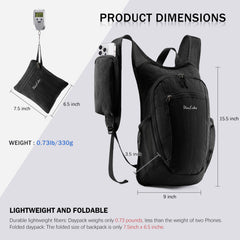 Uselike 10L backpack folded size shows packability for travel