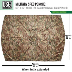 Hood with drawstring on USGI poncho for secure fit in wind.