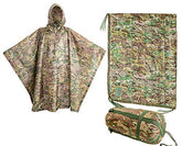 USGI Industries poncho shows wide coverage for large backpacks during rain.