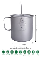 usharedo titanium pot 800ml with cup, versatile outdoor mug.