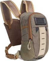 Ussuris small fly fishing chest pack front view showing elevated suspension for dry gear