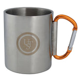ust KLIPP Biner Mug 1.0 with an 8-cm carabiner for easy backpack clipping