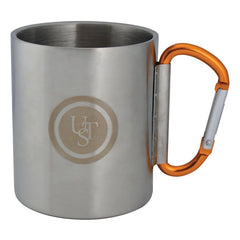 ust KLIPP Biner Mug 1.0 with an 8-cm carabiner for easy backpack clipping