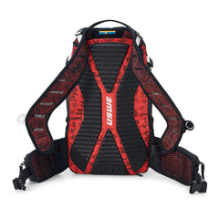 USWE Flow 25L 4-point harness delivers bounce-free stability.