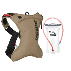 USWE Outlander Moto hydration pack front view in sand for trail rides