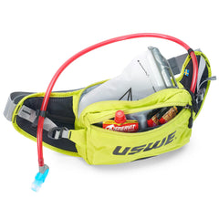 USWE Zulo includes hydration bladder for easy sipping on long sessions.