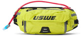 USWE Zulo hydration hip pack front view in crazy yellow, built for stable trail support.