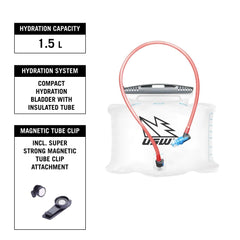 USWE Zulo organizer pocket detail helps keep tools and snacks organized.
