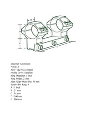 58mm center distance on airgun mount for 9-11mm dovetail base