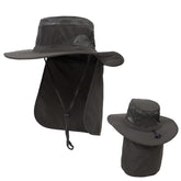 UV 50+ sun protection hat in army green with wide brim and neck flap