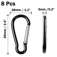 uxcell aluminum alloy carabiner clip close-up highlighting lightweight and rust-resistant finish