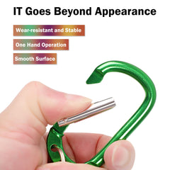 uxcell carabiner clip green open gate demonstrates quick one-handed clamping