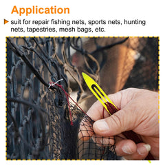 Compact uxcell netting needle shuttle in yellow for field repairs.