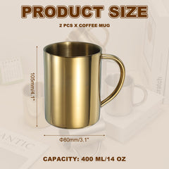 uxcell two-pack of mugs in gold finish for travel