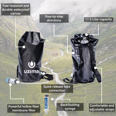 Uzima UZ-BP 17.5L storage bladder in use for versatile all-in-one system